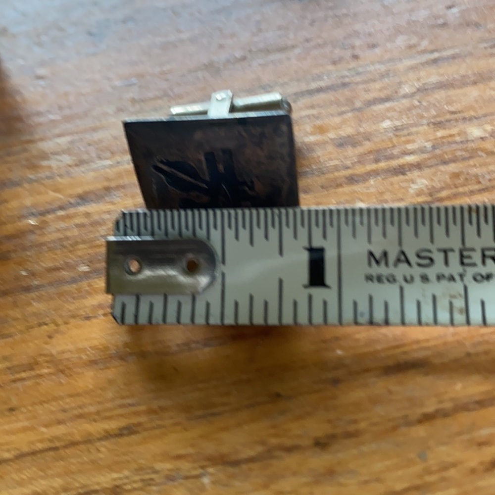 Vtg Bird Design Silver Tone Rectangular Cufflinks - image 5